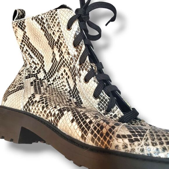 Linea Paolo Trinity Combat Boot in Cream Snake Sz 11 - Picture 6 of 14